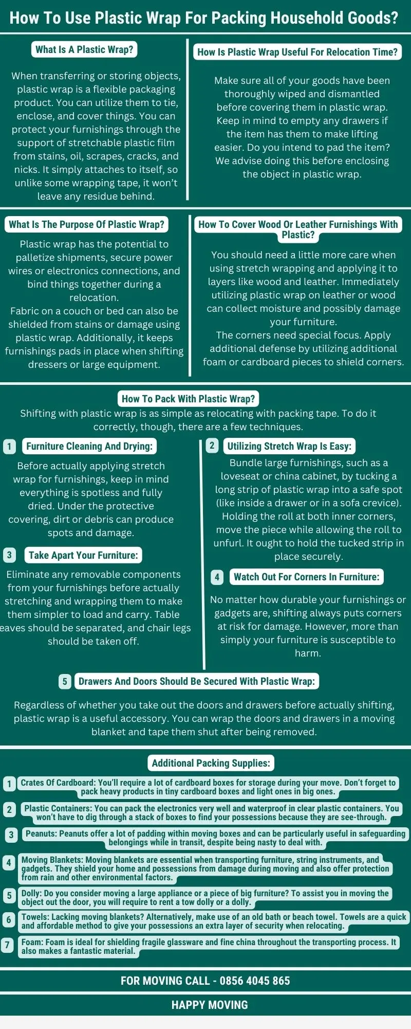 Infographic on How To Use Plastic Wrap For Packing Household Goods