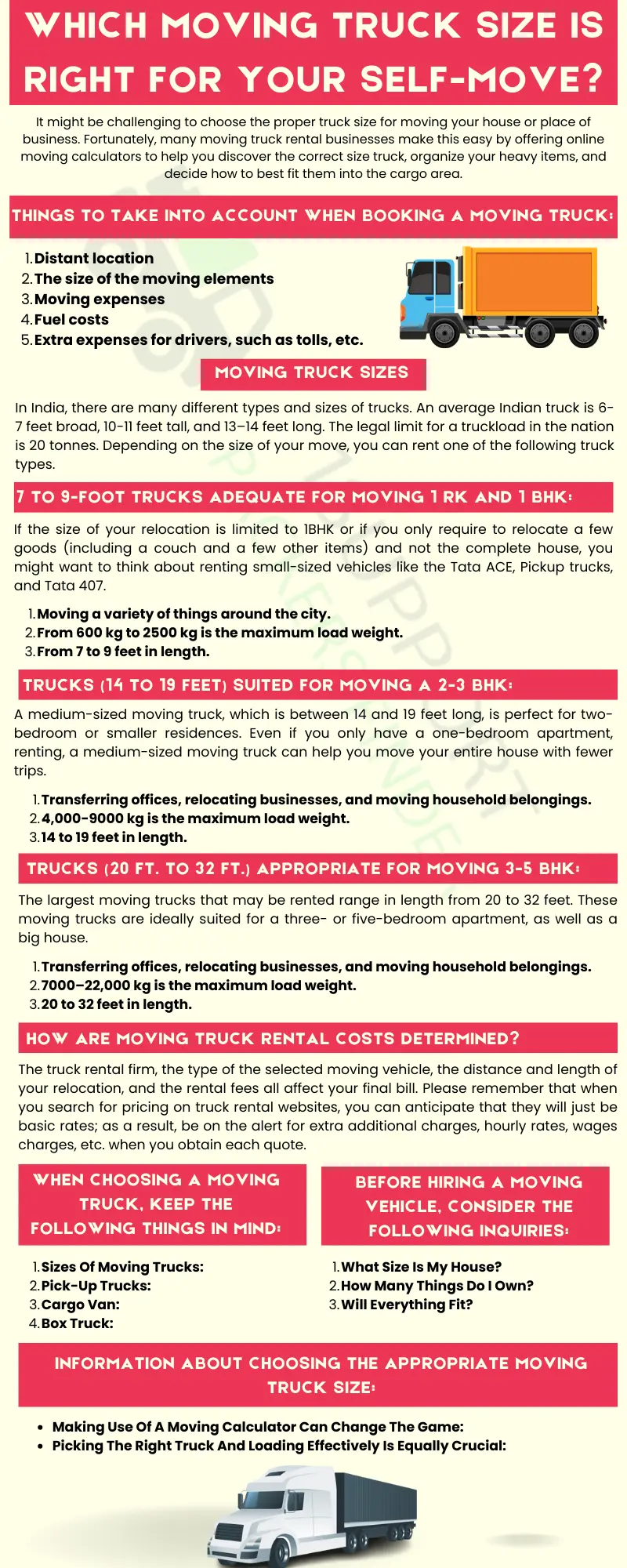 Which Moving Truck Size Is Right For Your Self-Move Informational Infographic