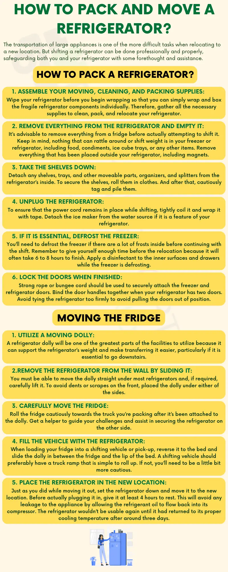 How To Pack And Move A Refrigerator Informational Infographic