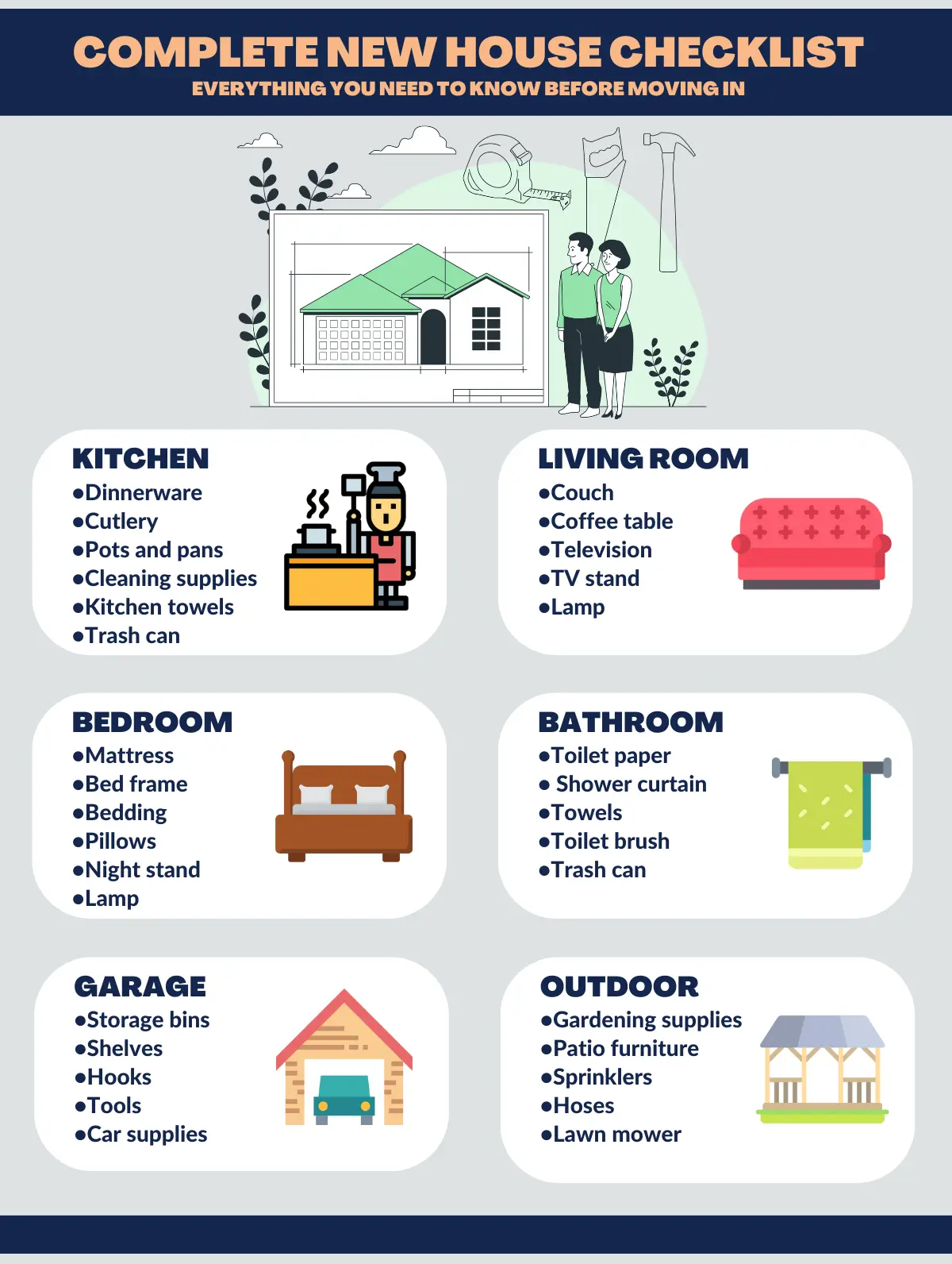 Complete New House Checklist Informational Infographic