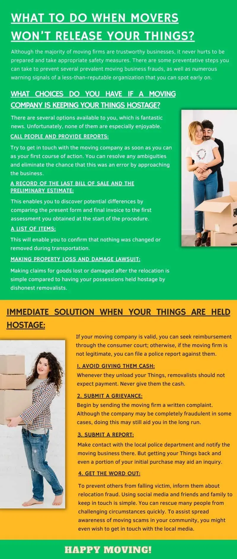 What to Do When Movers Won’t Release Your Things Informational Infographic