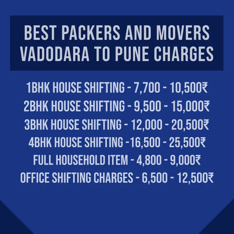 Packers and Movers Vadodara to  Pune Charges