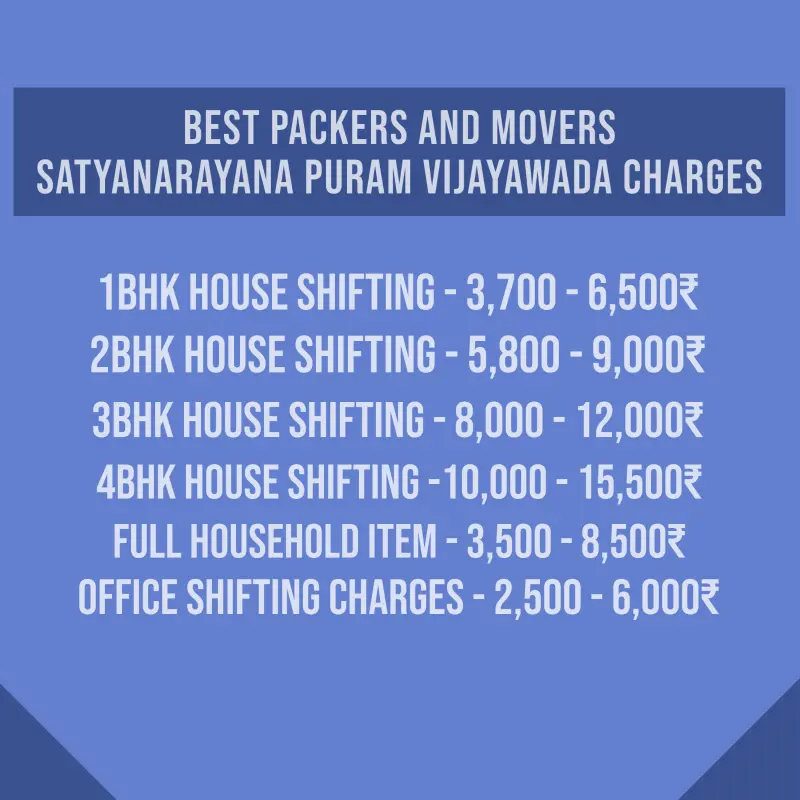 Packers and Movers Vijayawada Satyanarayana Puram Charges