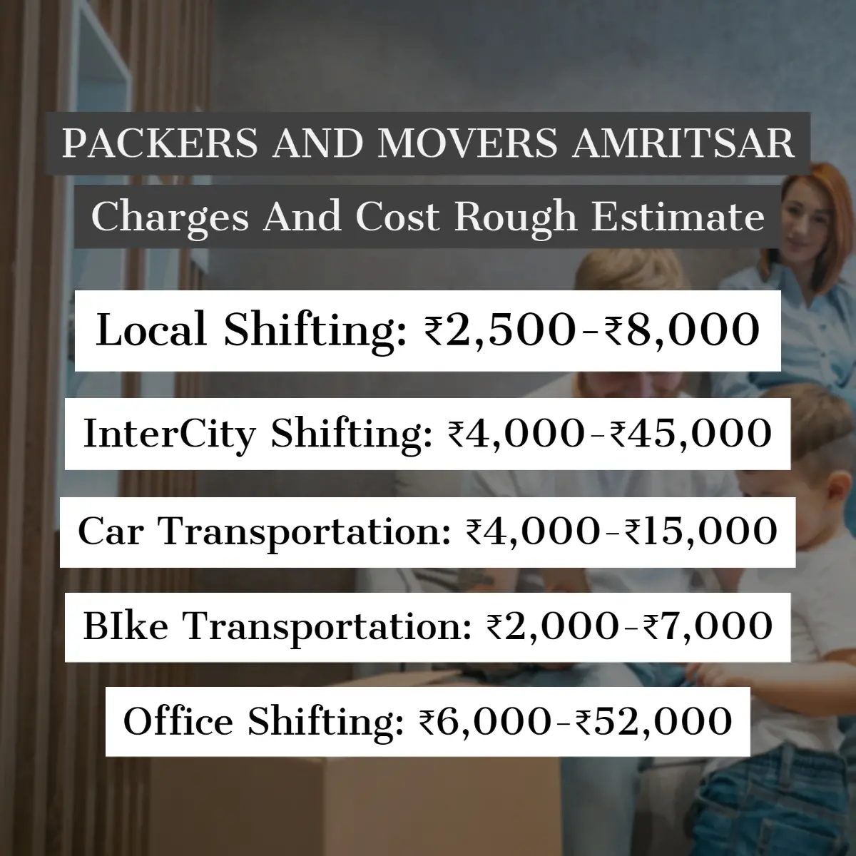 Packers and Movers Amritsar Charges