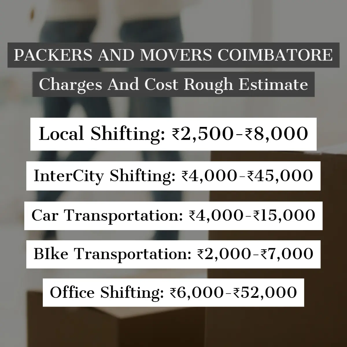 Packers and Movers Coimbatore Charges