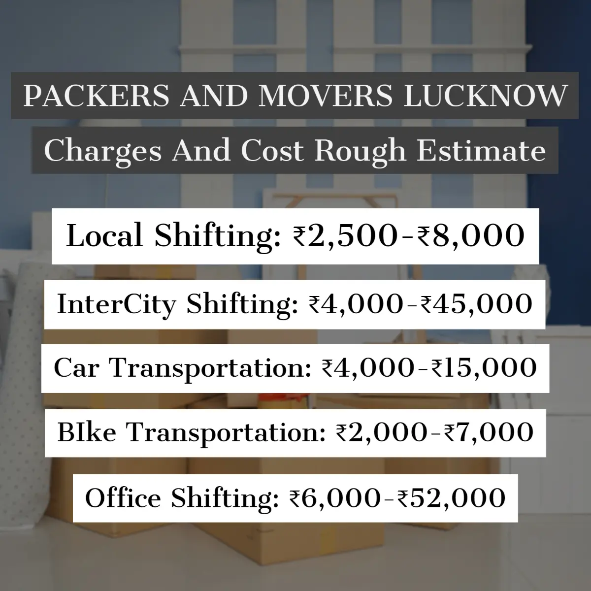 Packers and Movers Lucknow Charges