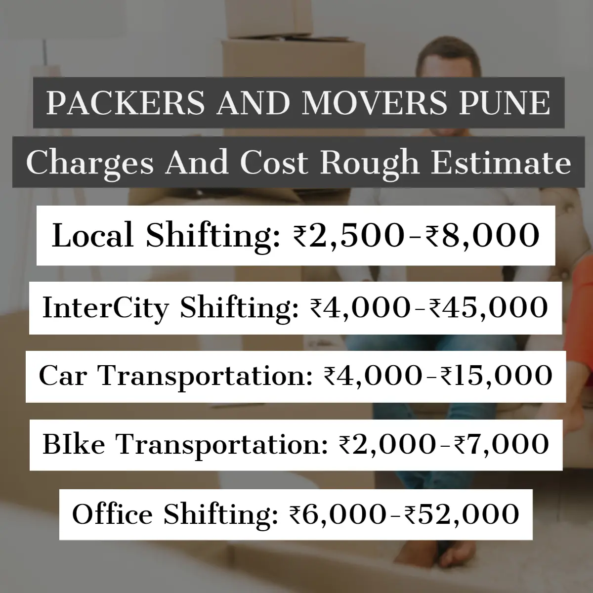Packers and Movers Pune Charges