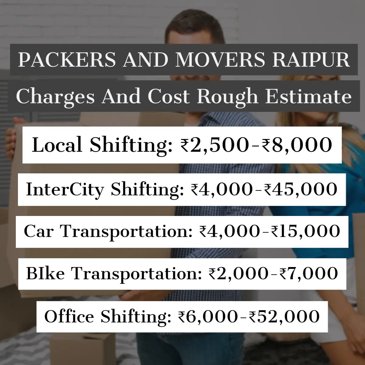 Packers and Movers Raipur Charges