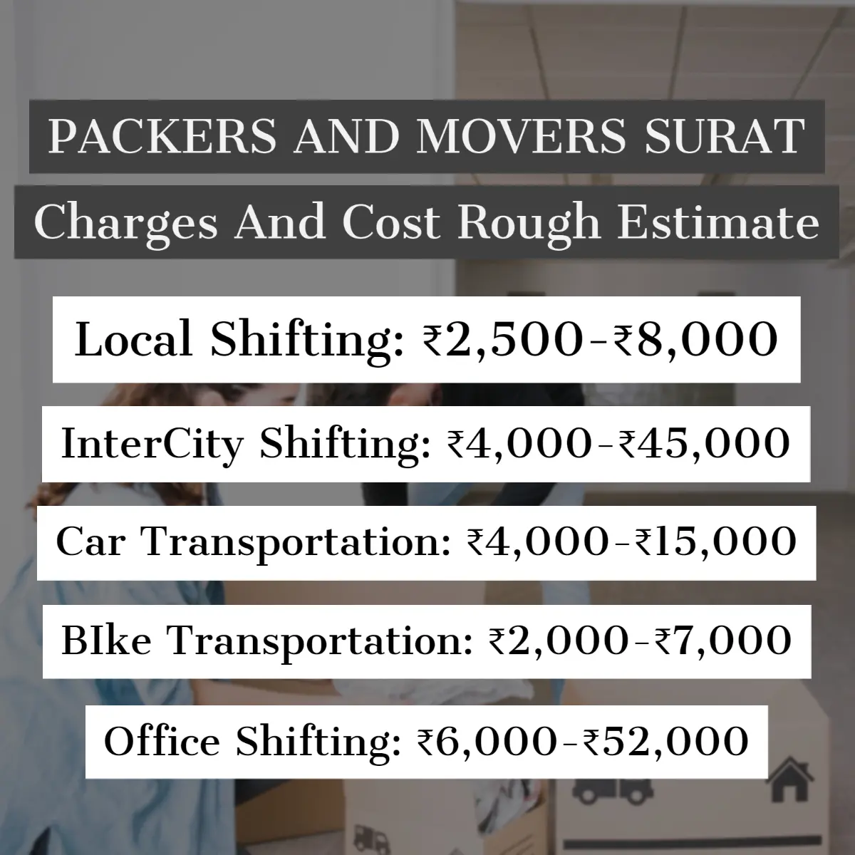 Packers and Movers Surat Charges