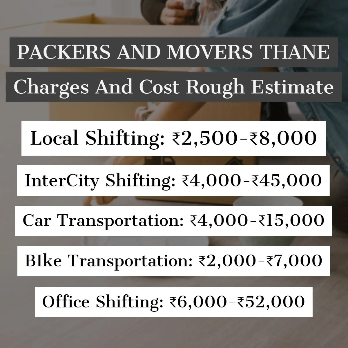 Packers and Movers Thane Charges