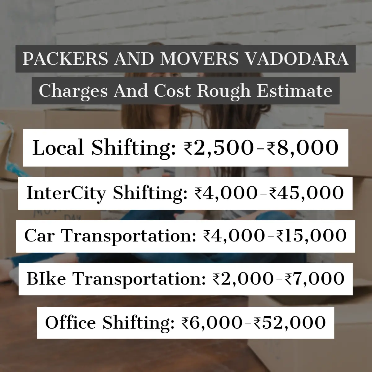 Packers and Movers Vadodara Charges
