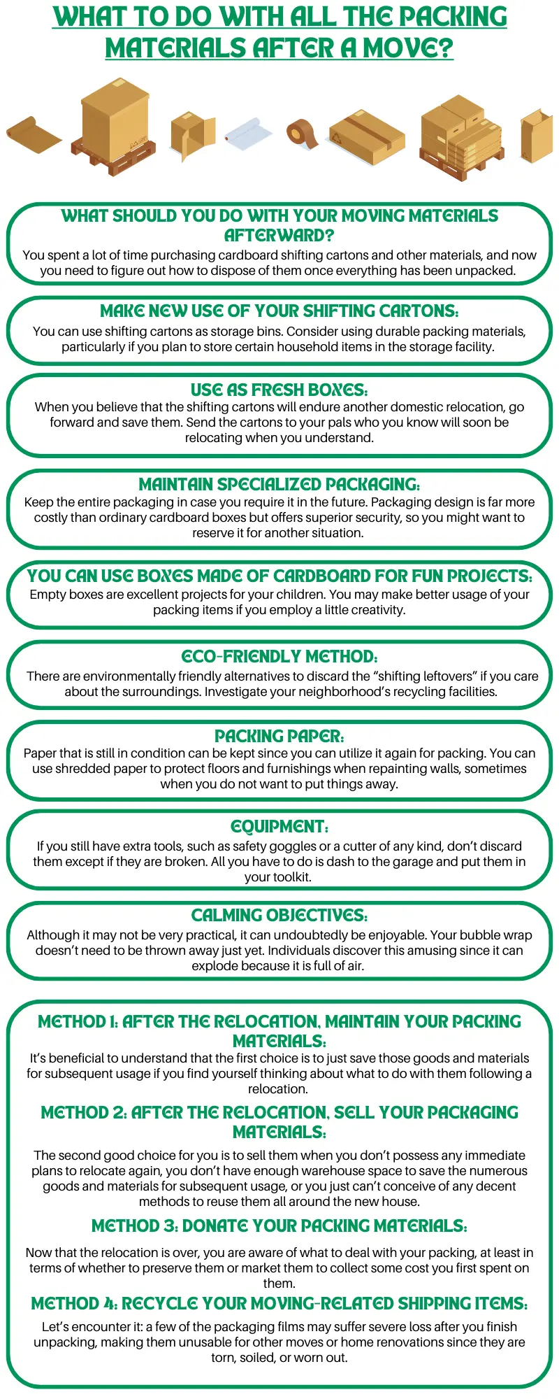 What To Do With All The Packing Materials After A Move Informational Infographic