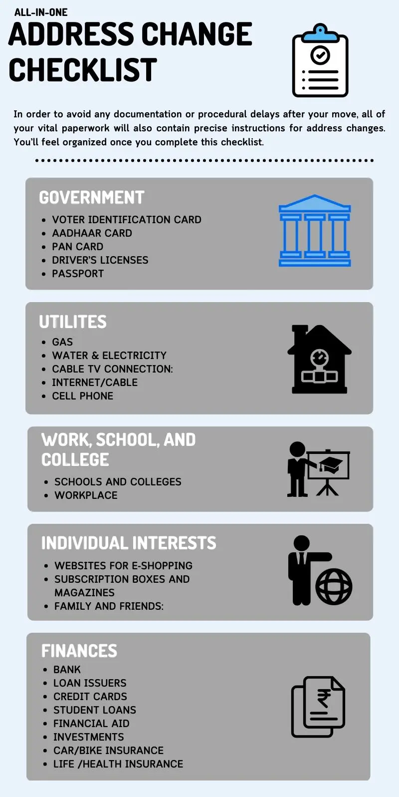 Address Change Checklist Informational Infographic