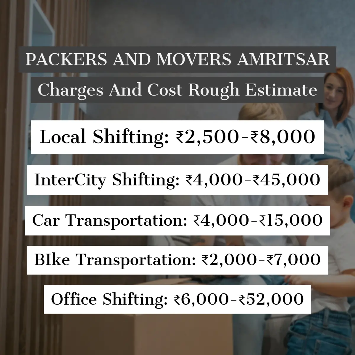 Packers and Movers Amritsar Charges And Cost