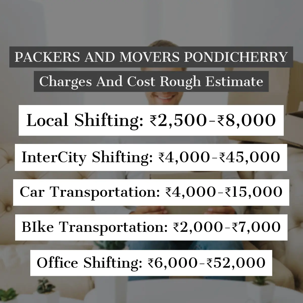 Packers and Movers Pondicherry Charges And Cost