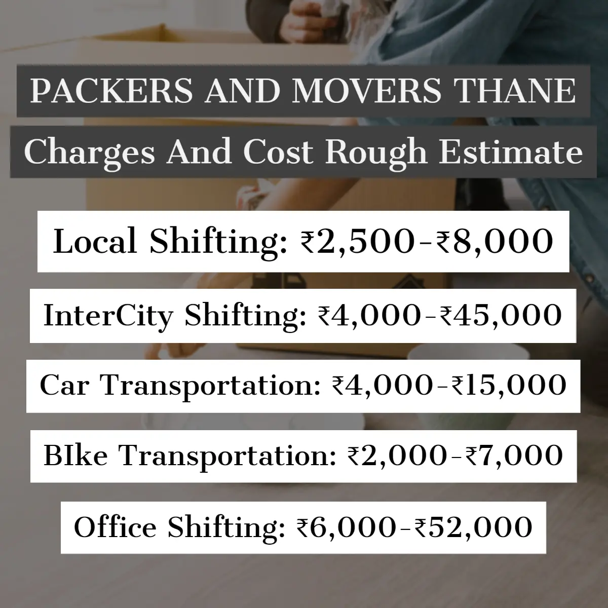 Packers and Movers Thane Charges And Cost