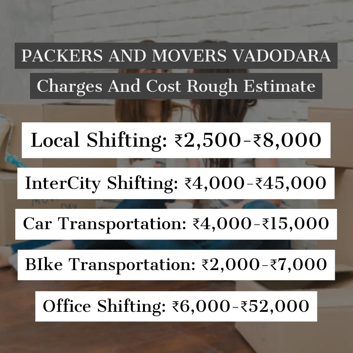 Packers and Movers Vadodara Charges And Cost