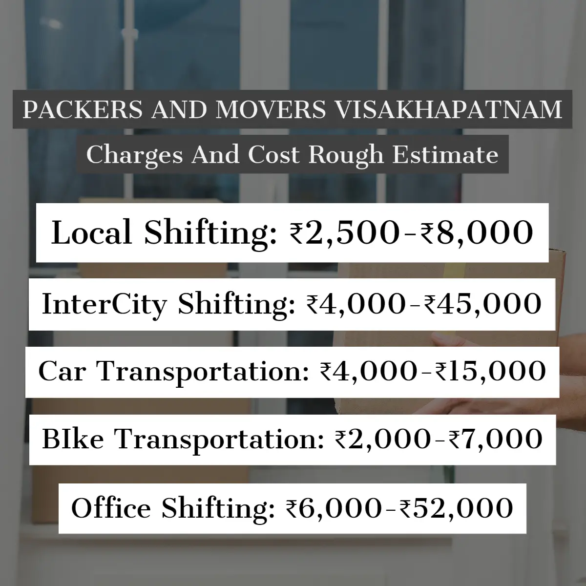 Packers and Movers Visakhapatnam Charges And Cost